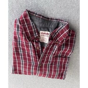 Wrangler Rugged Wear Check Plaid Button Down Shirt Sz Large Western Comfort Gorp